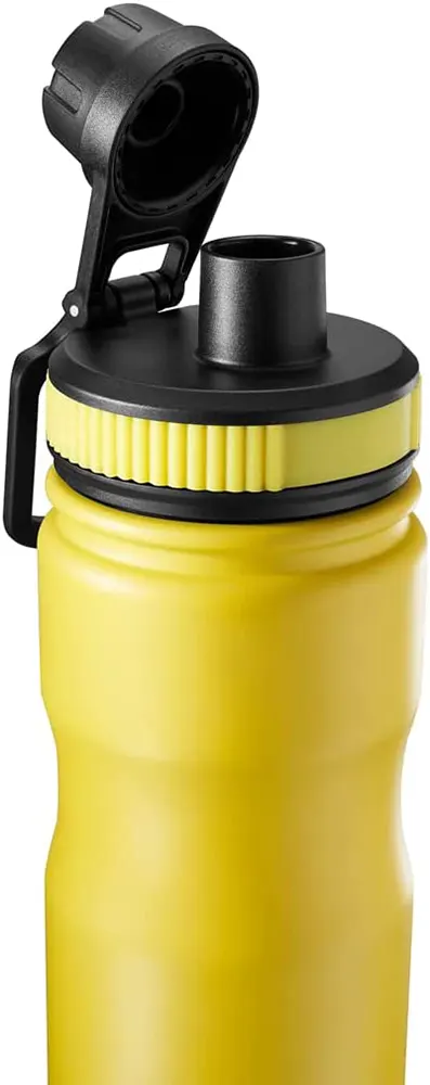 زجاجة مياه حافظة للحرارة تانك من الاستانلس ،650 مل، غطاء كبس ،أصفر