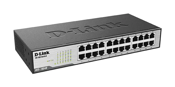 D-Link Unmanaged Switch, 24 Ports, 100MB, Black, DES-1024D