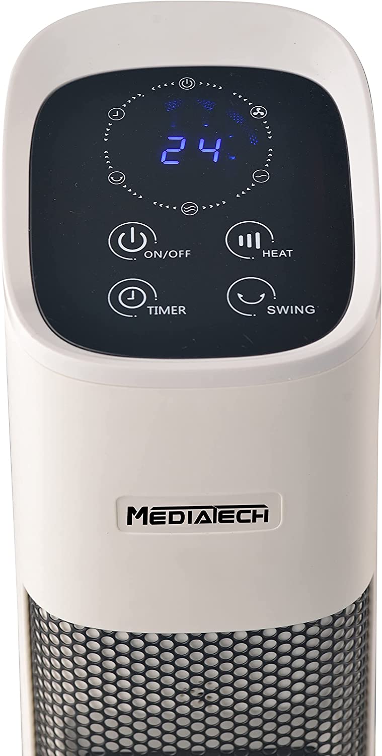 Media Tech Tower Electric Ceramic Heater, 2000 Watt, with Remote Control, Model MT-TCH005