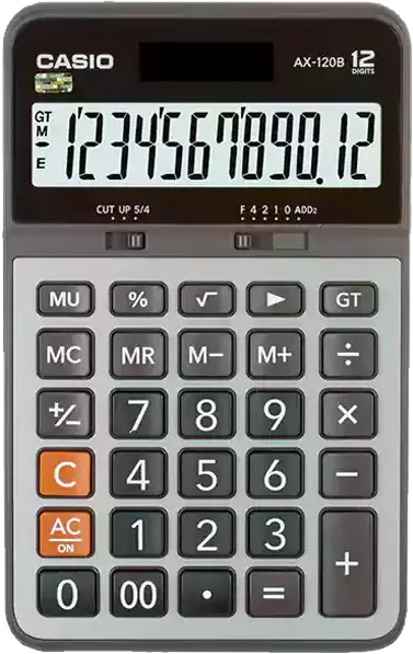 Casio Desktop Calculator, 12 Digits, Gray, AX-120B
