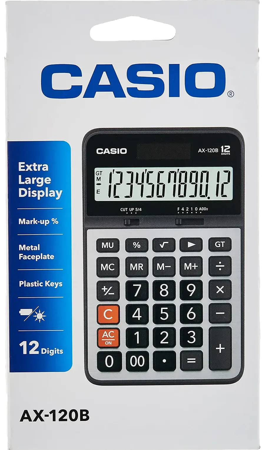 Casio Desktop Calculator, 12 Digits, Gray, AX-120B