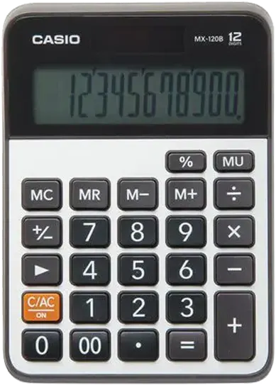 Casio Desktop Calculator, 12 Digits, Gray, MX-120B