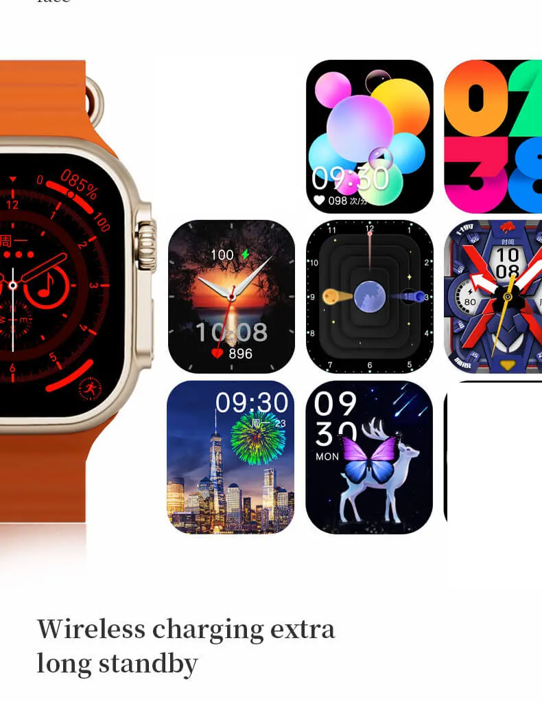 W&O X9 Ultra 2 Smart Watch, 2.2 inch touch screen, water resistant, 420 mAh battery, orange