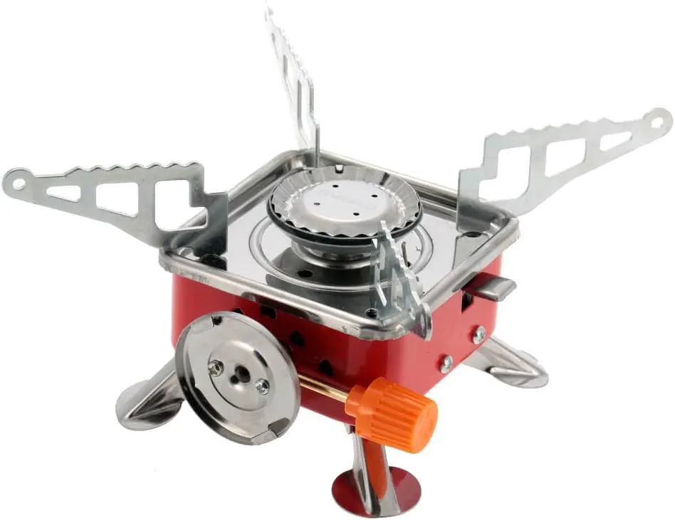 Small portable foldable gas stove, red