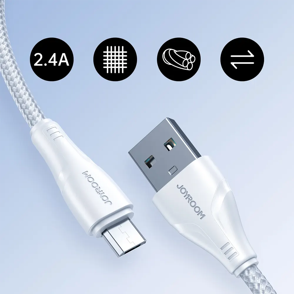 كابل شحن سريع جوي روم، 2.4 أمبير USB-A إلى مايكرو، 1.2 متر، A-UM018A11، أبيض
