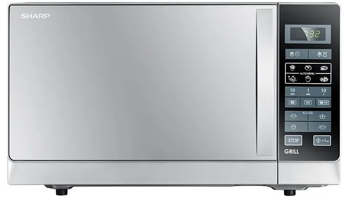 Sharp microwave, 25 litres, 900 watts, digital with grill, silver, R-750MR(S) (one month warranty)