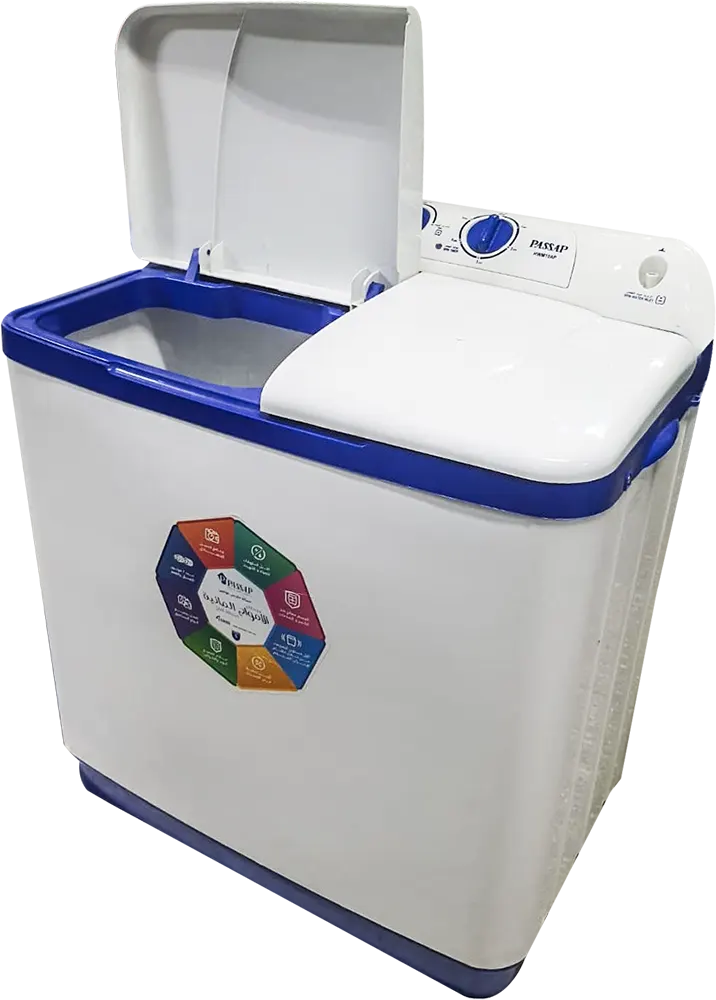 Passap Half-Automatic Washing Machine, 10 Kg, Pump, White*Blue, WMH10ABP