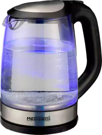 Media Tech Glass Electric Water Kettle, 2 Liter, 2200 Watt, Black, Mt-K101