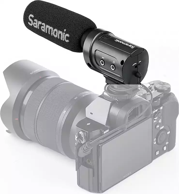 ميكروفون سلكي سارامونيك، مكثف، محمول، للكاميرا، أسود، SR-M3