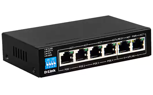 D-Link Switch, 6 Ports, 10-100Mbps, DES-F1006P-E