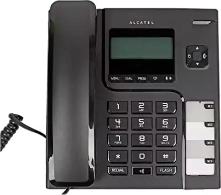تليفون أرضي سلكي ألكاتيل، ذاكرة اتصال، شاشة LCD، إظهار هوية المتصل، أسود، T-56