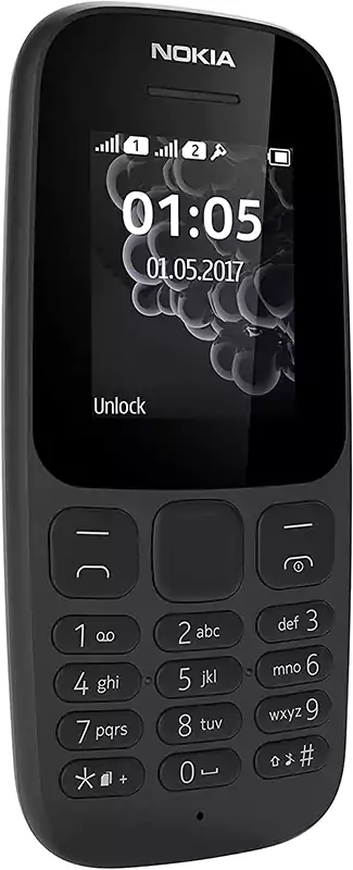 Nokia 105 Dual SIM Mobile, 4MB Internal Memory, 4MB RAM, 2G Network, Black